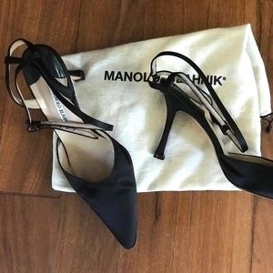 Manolo Blahnik Black Satin Shoes